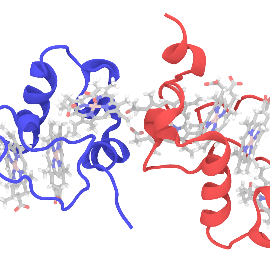 A computer graphic of a molecule