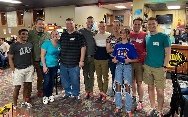 People in a bowling alley