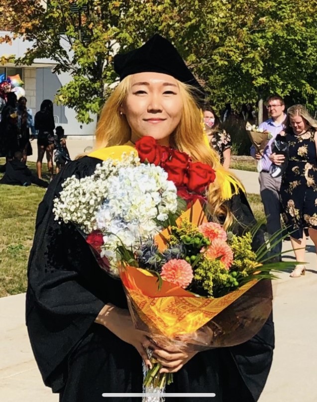 Donghee Hoh in her graduation cap and gown